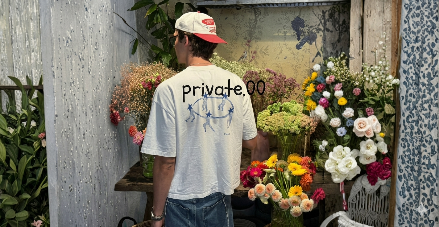 Private.00 shirt surrounded by flowers